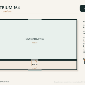 Casa Atrium 164 – casă cu mezanin și două curți protejate – plan mezanin 20 m²