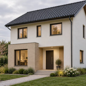 Casa Dalia 110 – casă cu etaj și 3 dormitoare – vedere fațadă principală