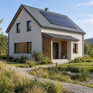 Casa Eco 115 – casă eficientă energetic – vedere fațadă principală