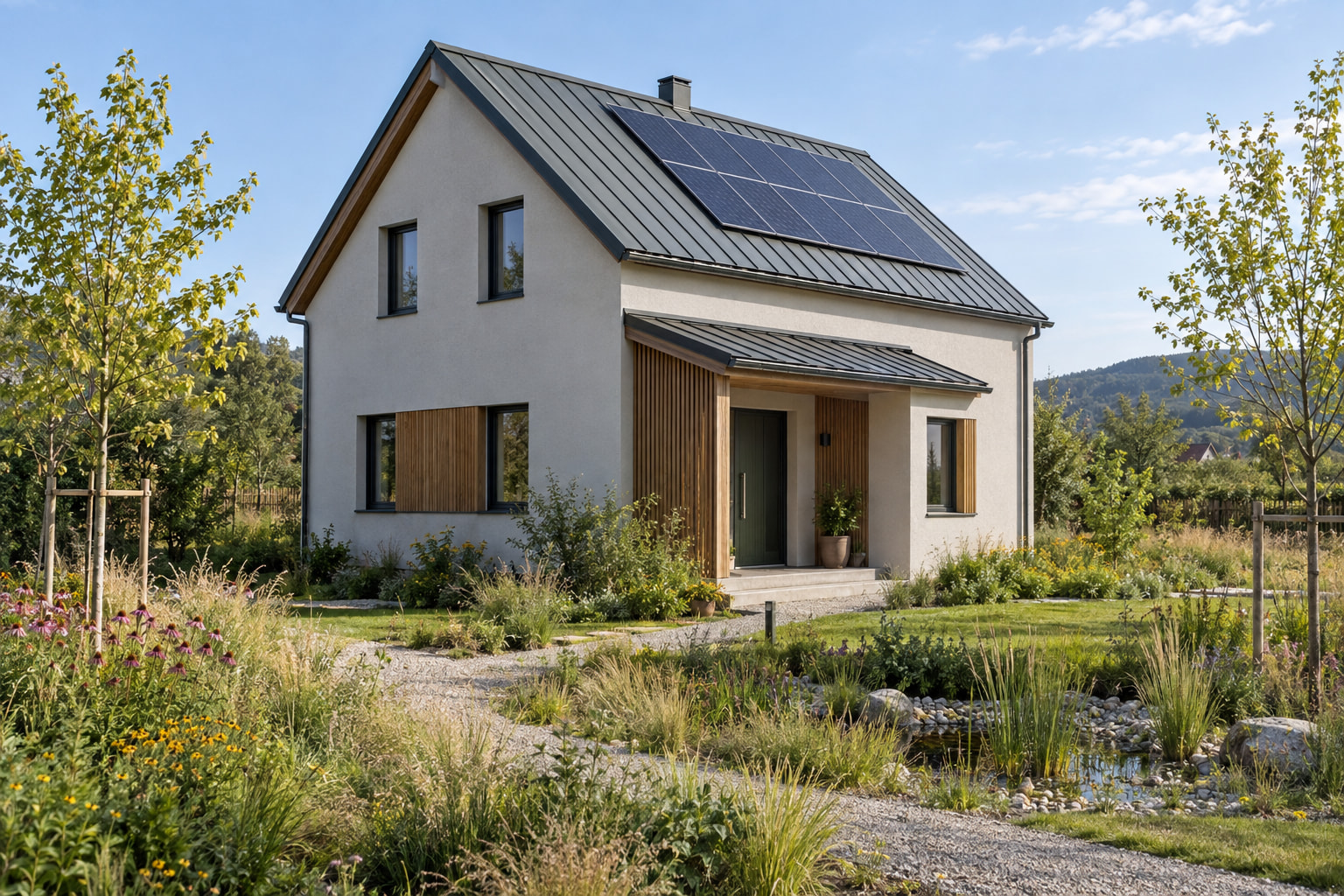 Casa Eco 115 – casă eficientă energetic – vedere fațadă principală