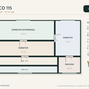 Casa Eco 115 – casă eficientă energetic – plan mansardă 55 m²