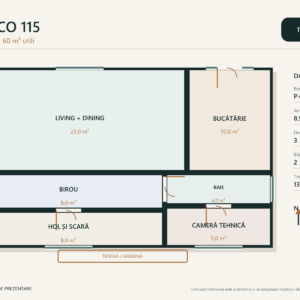 Casa Eco 115 – casă eficientă energetic – plan parter 60 m²