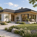 Casa Iris 118 – casă parter cu terasă în L – vedere fațadă principală