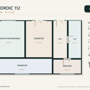 Casa Nordic 112 – casă cu mansardă pentru teren îngust – plan mansardă 54 m²
