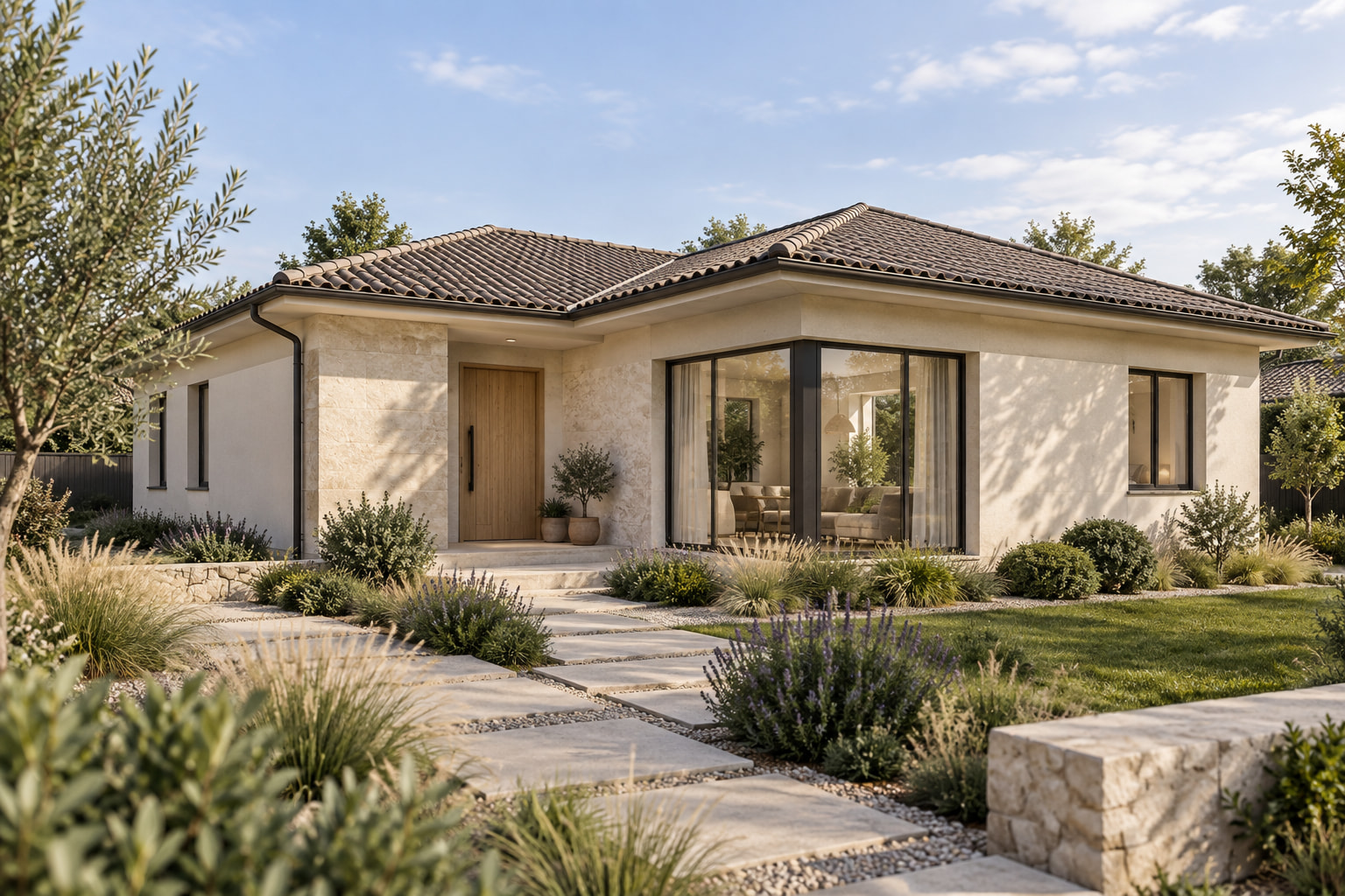 Casa Patio 96 – casă parter cu 3 dormitoare – vedere fațadă principală