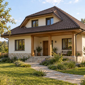 Casa Terra 125 – casă tradițională cu mansardă – vedere fațadă principală