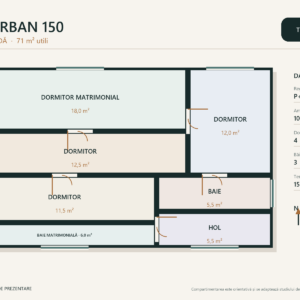 Casa Urban 150 – casă modernă cu birou – plan mansardă 71 m²