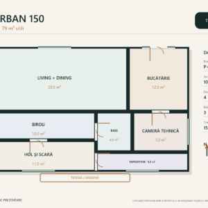 Casa Urban 150 – casă modernă cu birou – plan parter 79 m²